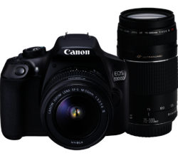 CANON  EOS 1300D DSLR Camera with 18-55 mm DC III Zoom Lens and EF 75-300 mm f/4.0-5.6 III Telephoto Zoom Lens - Black